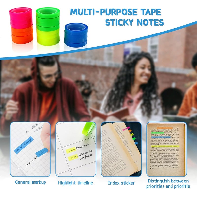 Modixun 20 Rolls Transparent Writable Highlighter Tape, Removable Sticky Notes, 5 Bright Colors Book Tabs, 0.24in16.4ft - Image 4